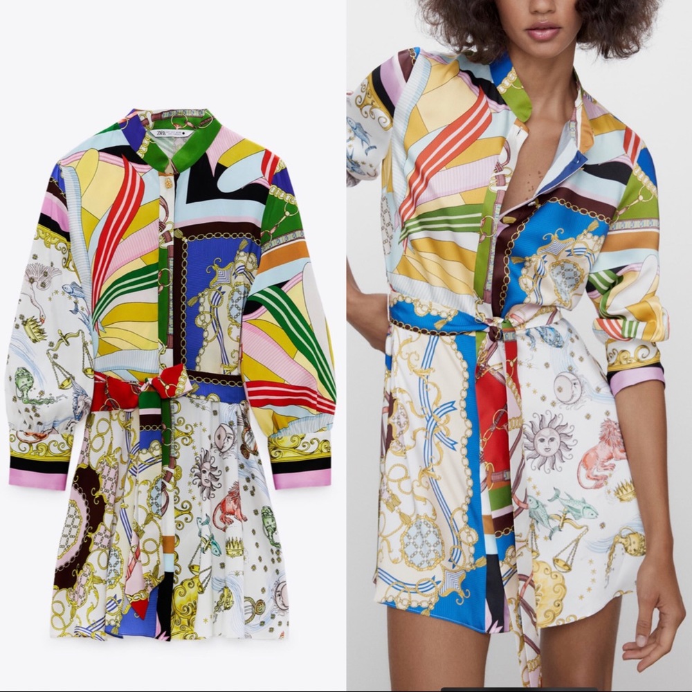Zara printed mini dress